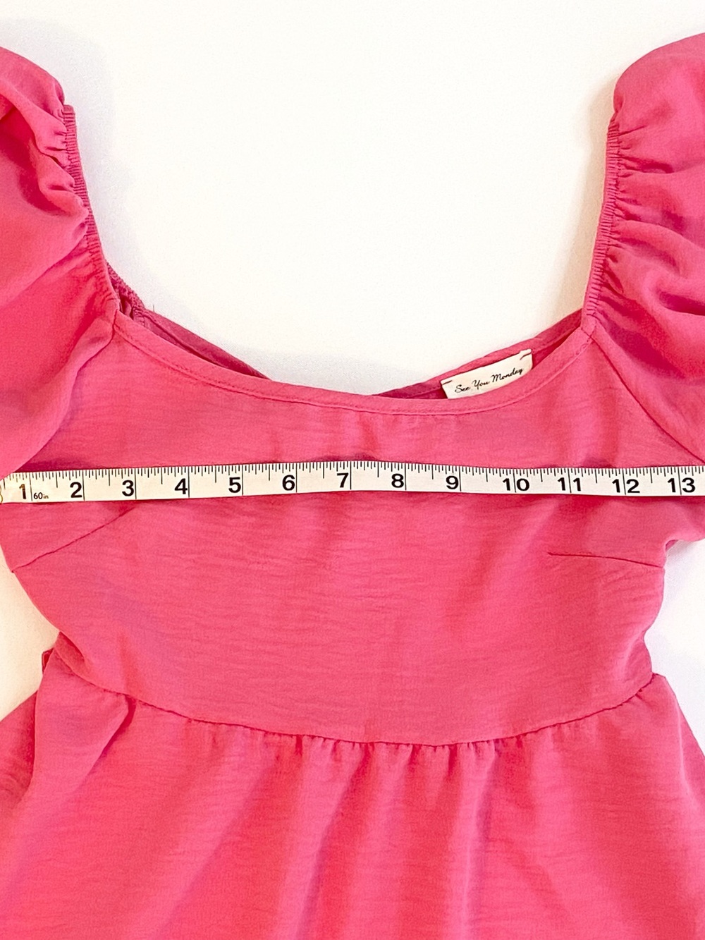See You Monday Pink Flutter Sleeve Open Back Tie Dress Cotttage XS Barbiecore - Picture 11 of 11
